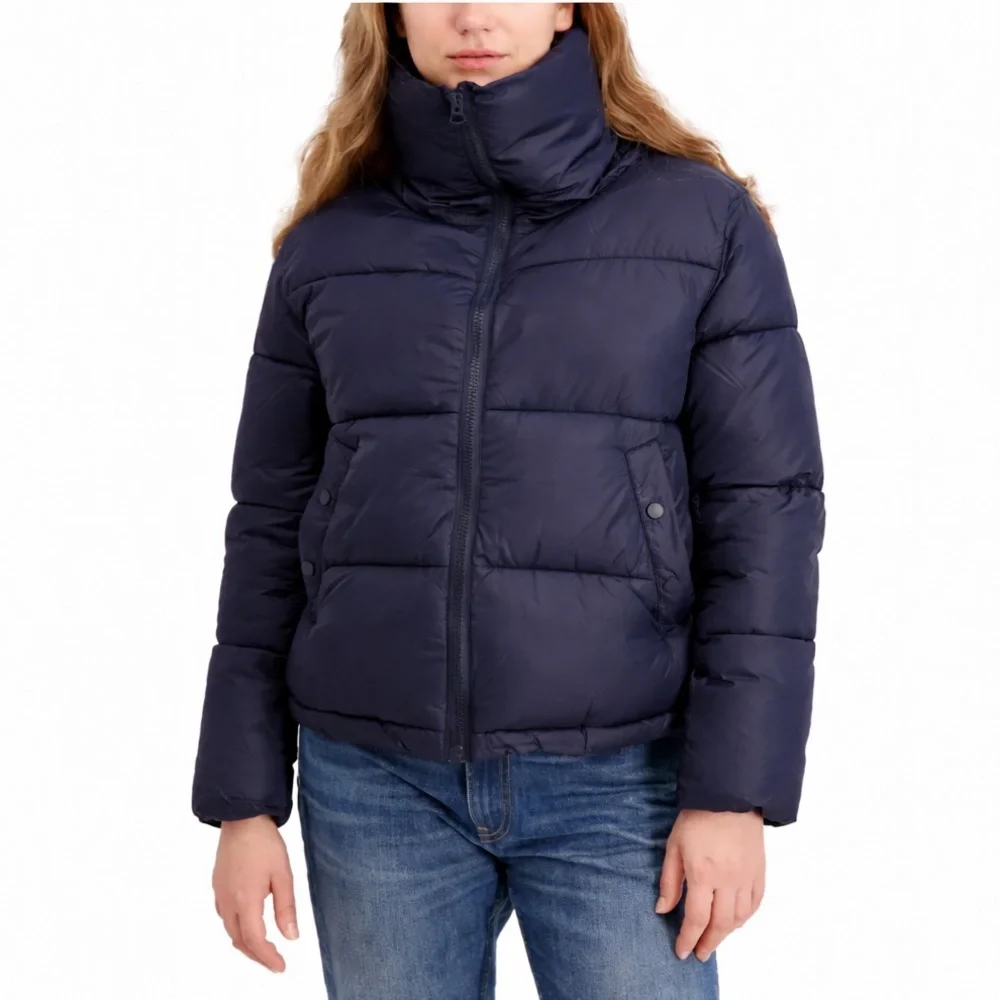 HUDSON HIGH NECK PUFFER JACKET SIZE LARGE NAVY BLUE NWT